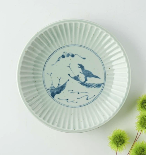 美濃燒 小盤碟 暴龍圖案 日本製造