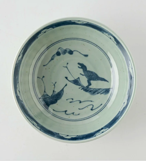 美濃燒 中型碗 暴龍圖案 日本製造